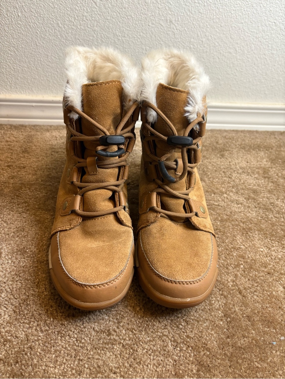 Sorel Tan Suede Faux-Fur Lined Lace-Up Winter Boots